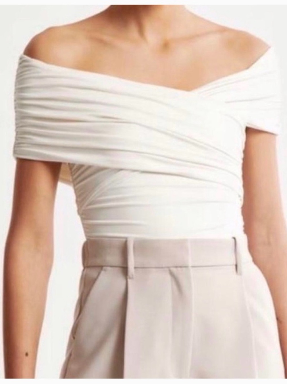 Off-Shoulder Draped Knit Top